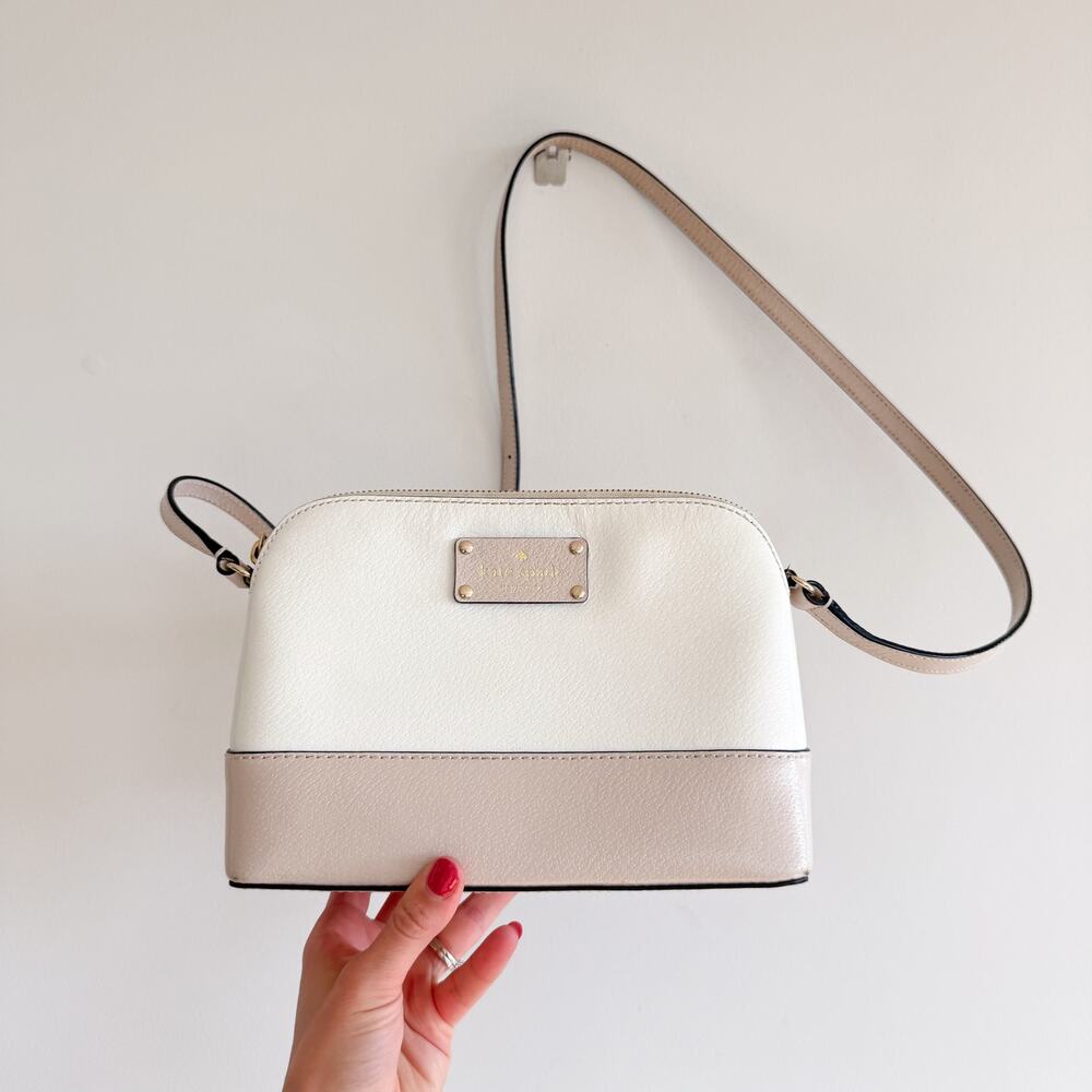 Kate Spade Bay Street Minimal Classic Chic Leather Crossbody Bag White